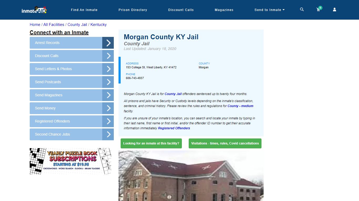 Morgan County KY Jail - Inmate Locator - West Liberty, KY